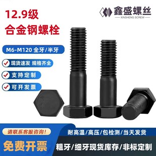 12.9级高强度外六角螺丝加长全牙螺栓合金钢螺杆M18M20M22M24M27