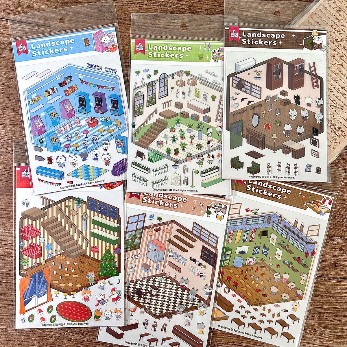 哇卡哇卡原创造景贴纸3d立体小屋手账素材可爱卡通微缩场景拼贴