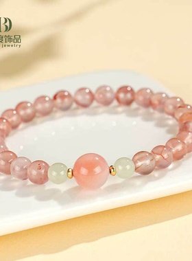 新品冰飘南红和田玉串珠手链女小众高级感民族风盐源玛瑙手串