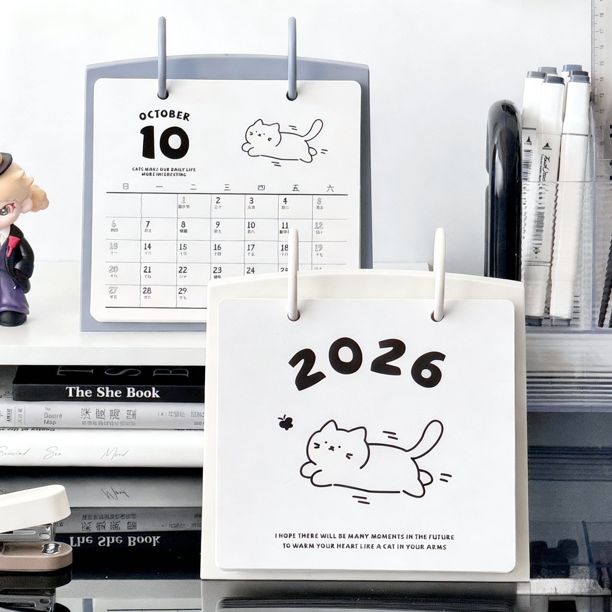 2026年日历学生办公桌面记事台历简约小摆件商务26年历马年计划本