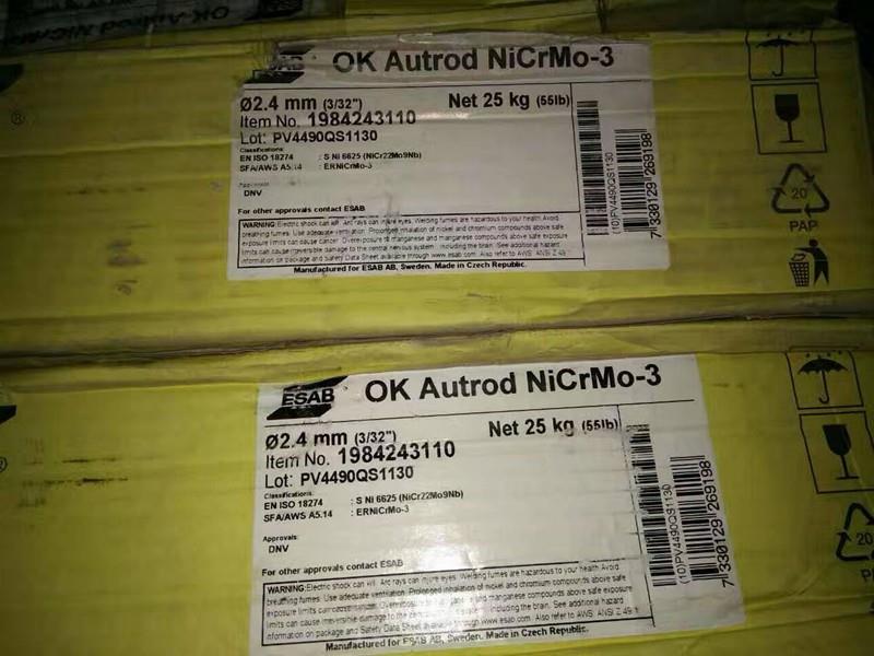 瑞典OK TIGROD 19.82镍基合金焊条ERNiCrMo-3 TIG氩弧焊焊丝