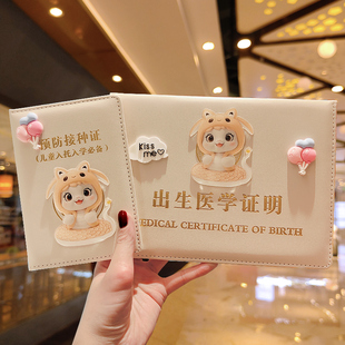 2025蛇宝宝新版医学出生证明保护套婴儿出生证和疫苗本预防接种