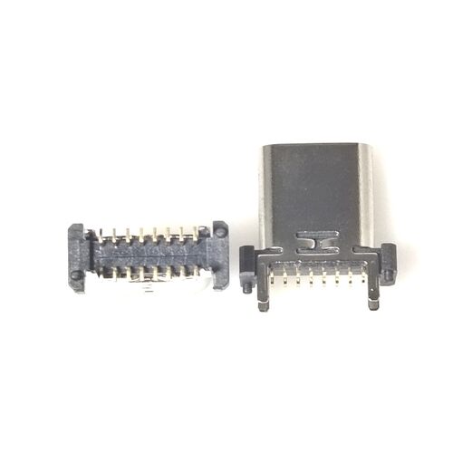 TYPEC 16P立贴母座 长舌头款 高度H=13.1mm