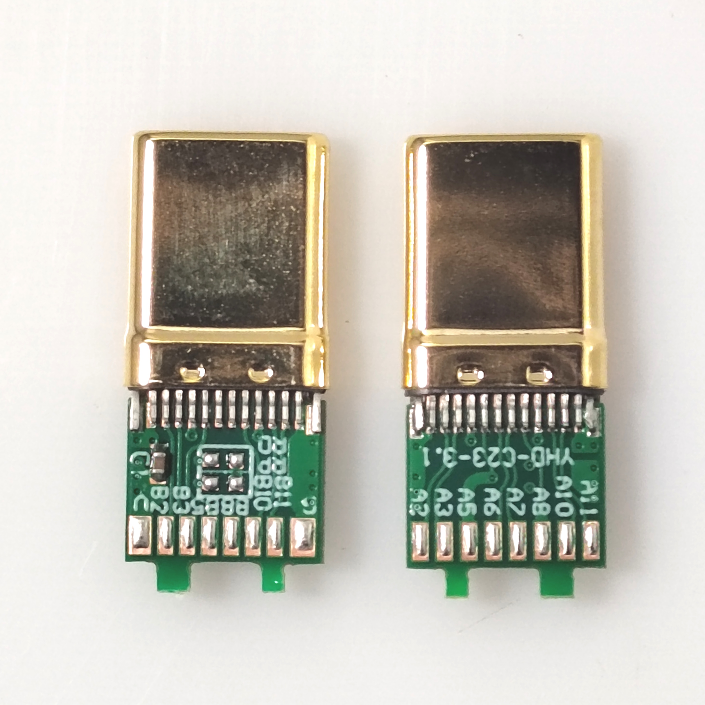 TYPE-C24P公头A8B8镀金带PCB板快充焊线式拉伸壳16焊点带10NF电容