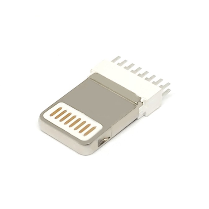 苹果公头8P立插夹板一体头外露7.5mm 锌合金LCP耐高温可过回流焊