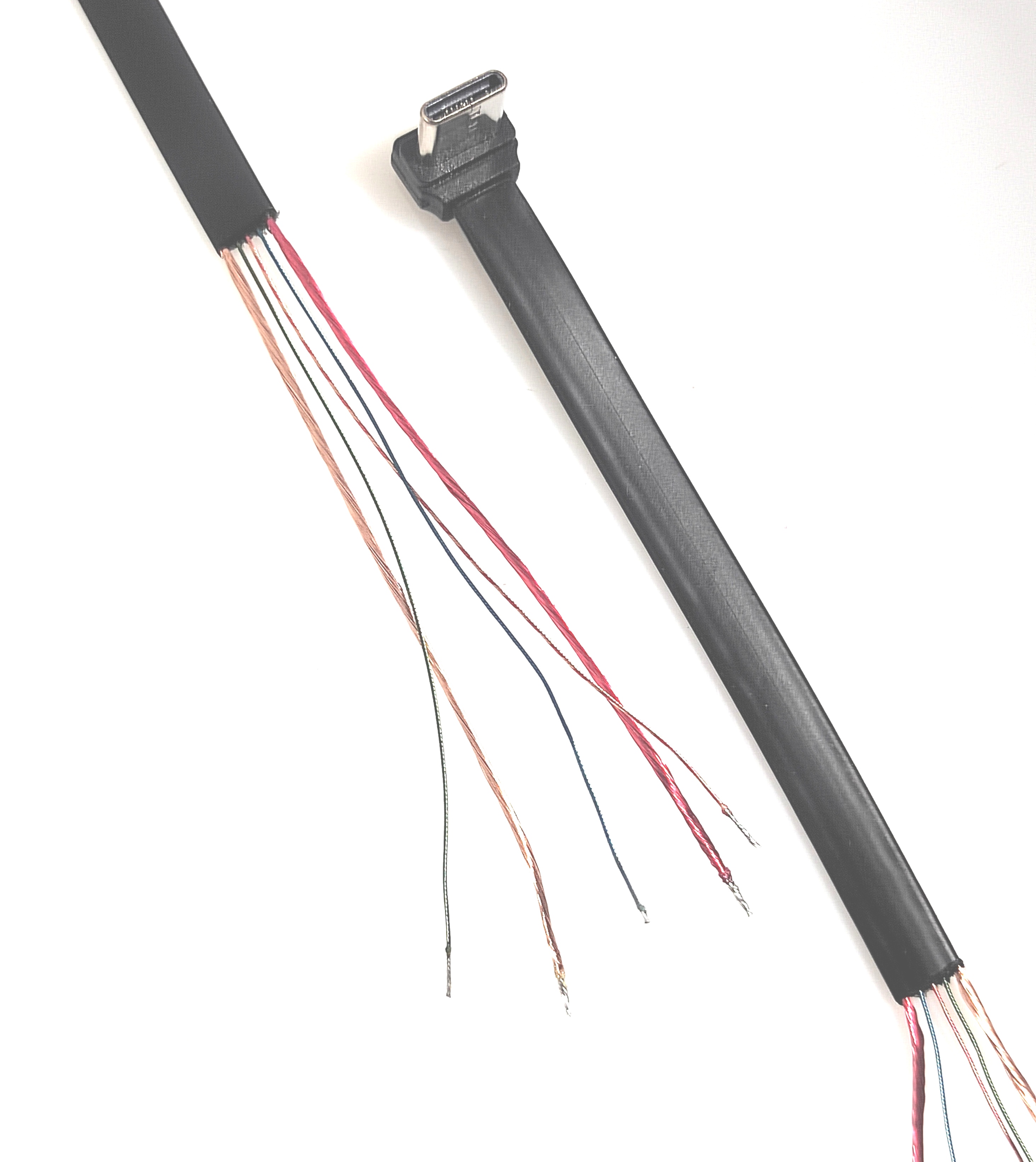 TYPE C 2pin 两芯线90度公头注胶漆包线剥胶75/20mm长度L160mm