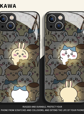 发光chiikawa适用苹果15手机壳16/iphone14promax情侣13乌萨奇12小八11新款x吉伊卡哇8plus玻璃17女xs周边7