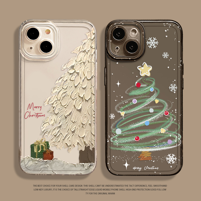 油画圣诞树手机壳适用于华为系列