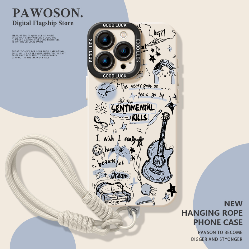 涂鸦吉他蝴蝶手机壳适用苹果系列