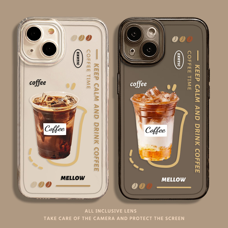 夏日冰美式手机壳适用苹果15咖啡16/iphone14promax拿铁13小众12mini高级感11新款x情侣8plus透明xr复古xs套7