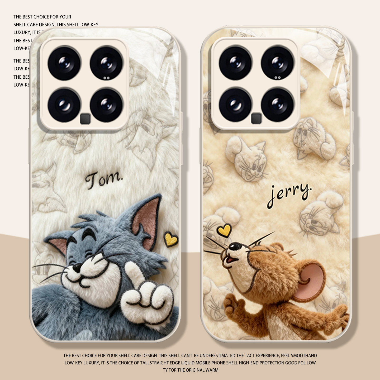 毛绒猫和老鼠手机壳适用小米红米