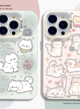 电话猫咪手机壳适用小米15情侣14pro红米k80可爱k70/17/note13少女风k60新款12s闺蜜11ultra防摔k50套10/k90