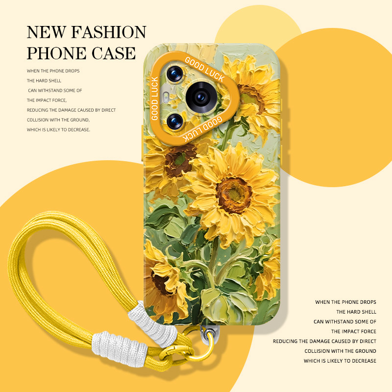 油画向日葵手机壳适用于华为系列