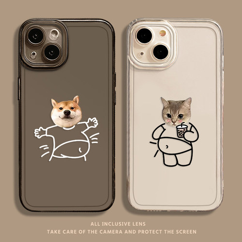 狗狗猫咪手机壳情侣搞怪趣味创意