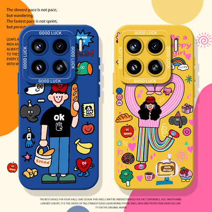 酷男孩女孩手机壳适用小米15多巴胺14pro红米k80涂鸦k70情侣note13小众k60新款12s高级感11ultra套k90/17/k50