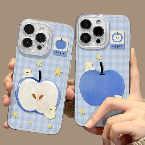 蓝色苹果手机壳适用小米红米系列