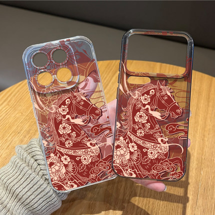 创意喜庆马手机壳适用小米17promax新年15pro红米k90马年80本命年note14红色70限定13/60新款12/50/11/40/10s