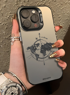 手绘世界地图手机壳适用小米15彩银14pro红米k80/90情侣k70涂鸦note13/k60新款12s高级感11ultra套k50/17/k40