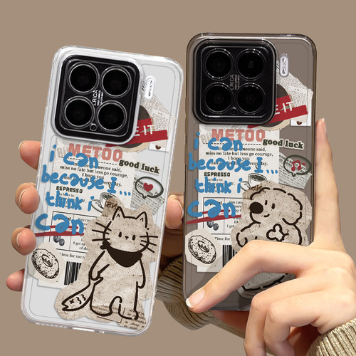 复古报纸猫狗手机壳适用小米红米