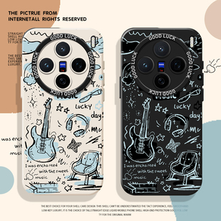 音乐涂鸦手机壳适用vivox300pro硅胶200情侣100s艺术s50复古30小众90新款20高级感19/80/18/17/70mini/16e/15