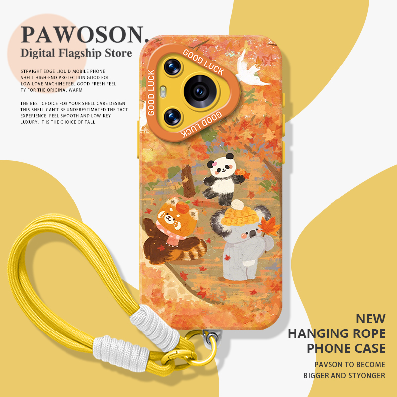 油画枫叶熊猫手机壳适用华为系列