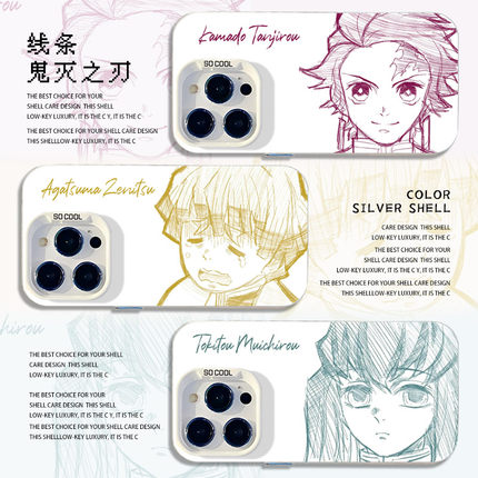 线条鬼灭之刃适用苹果17promax手机壳iphone16pro炭治郎15plus动漫14二次元13mini周边12新款11男x/8/xr/xs/7