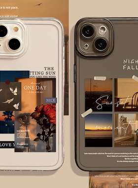 ins风落日适用小米14手机壳15/13ultra红米k70小众note12pro高级感11透明k60新款17/k50标签k90s复古k80创意9