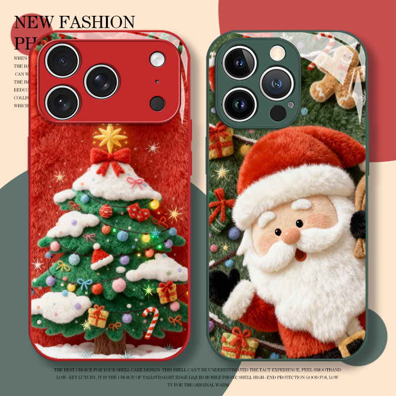 毛绒圣诞老人手机壳适用苹果系列
