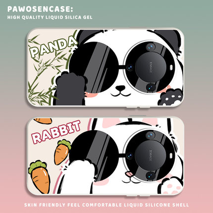 熊猫手机壳适用华为mate60pro液态硅胶80/70/mata50新款mete40e荣耀magic7/8全包x60防摔6/5/meta30mt熊猫4/3