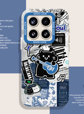 摇滚猫咪手机壳适用小米15涂鸦17promax/14红米k80挂绳90/k70/note13/k60新款12s/11ultra高级感k50小众10/40