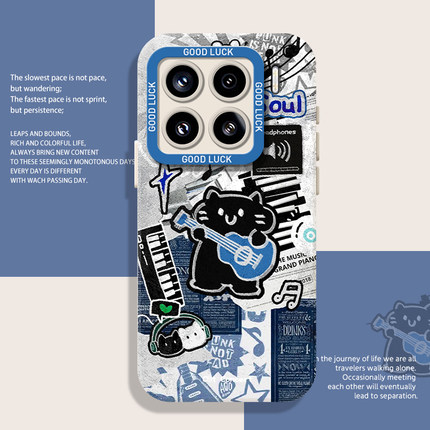 摇滚猫咪手机壳适用小米15涂鸦17promax/14红米k80挂绳90/k70/note13/k60新款12s/11ultra高级感k50小众10/40