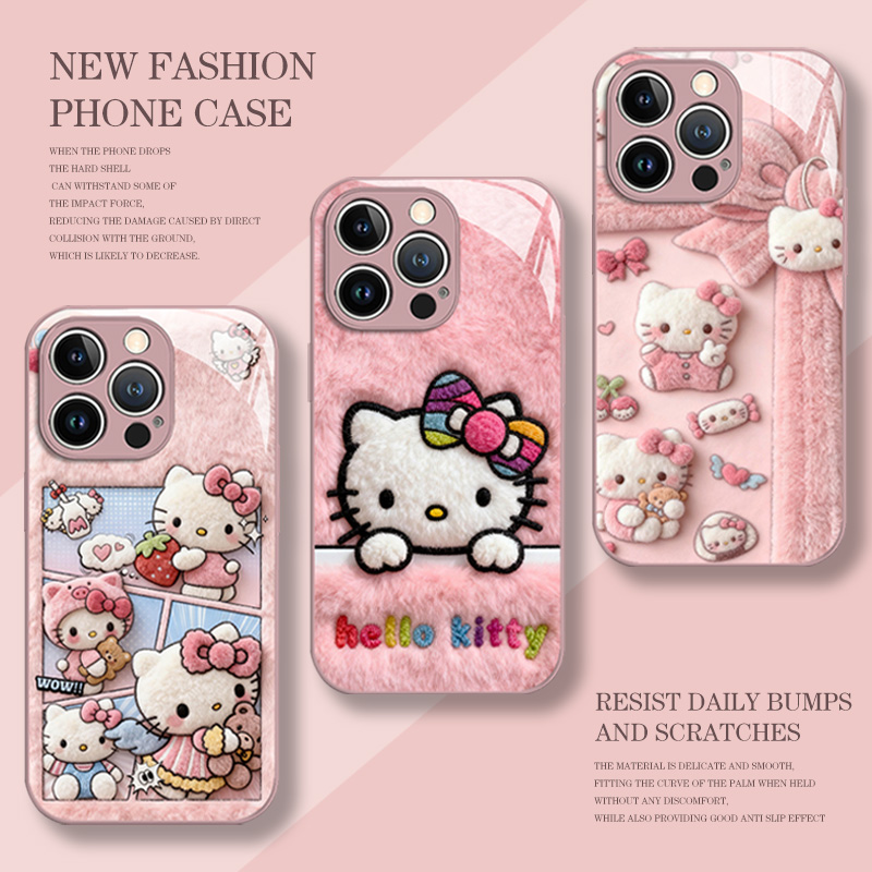 毛绒Hellokitty手机壳适用于苹果