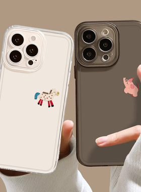 油画小木马小象适用小米17promax手机壳15pro红米k90情侣80涂鸦note14ins风70可爱13女60新款12/50/11/40/10s