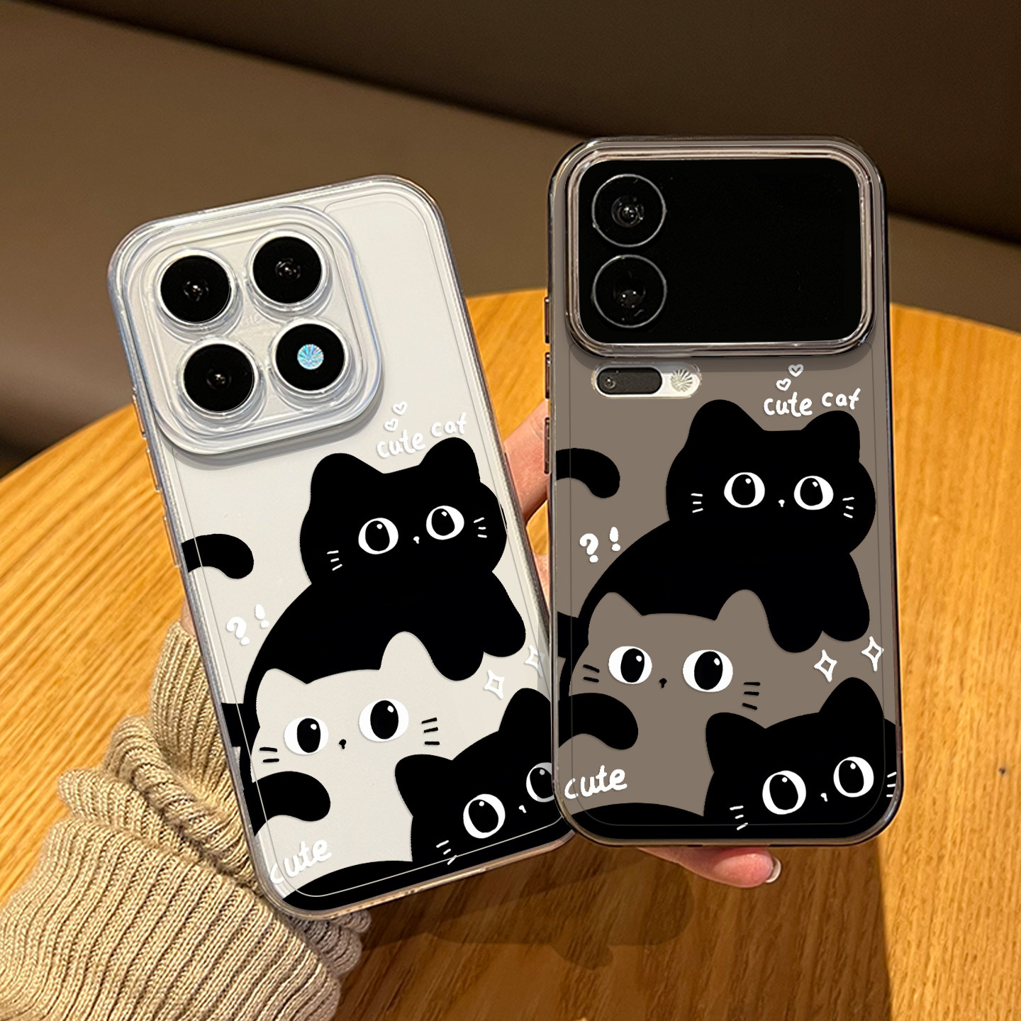 黑白猫咪手机壳适用小米红米系列