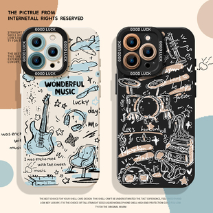 音乐涂鸦手机壳适用一加15硅胶1+ace6情侣13T艺术5turbo复古12小众3高级感11新款2超好看10pro文艺9r周边oppo