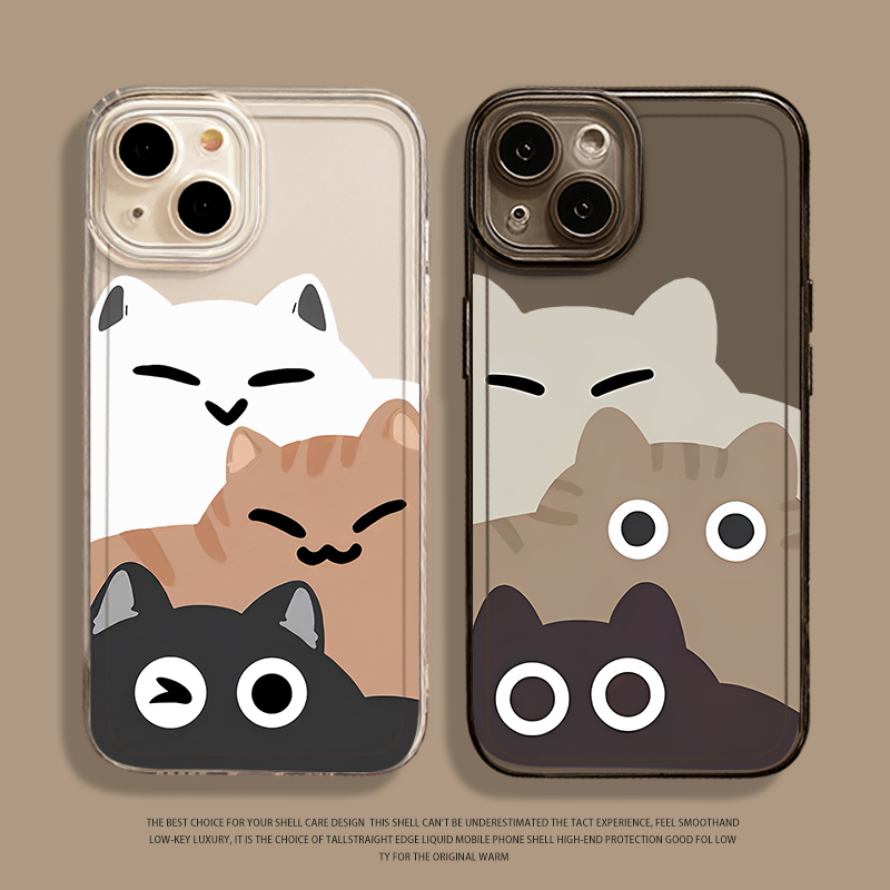 卡通简约猫咪手机壳适用苹果系列