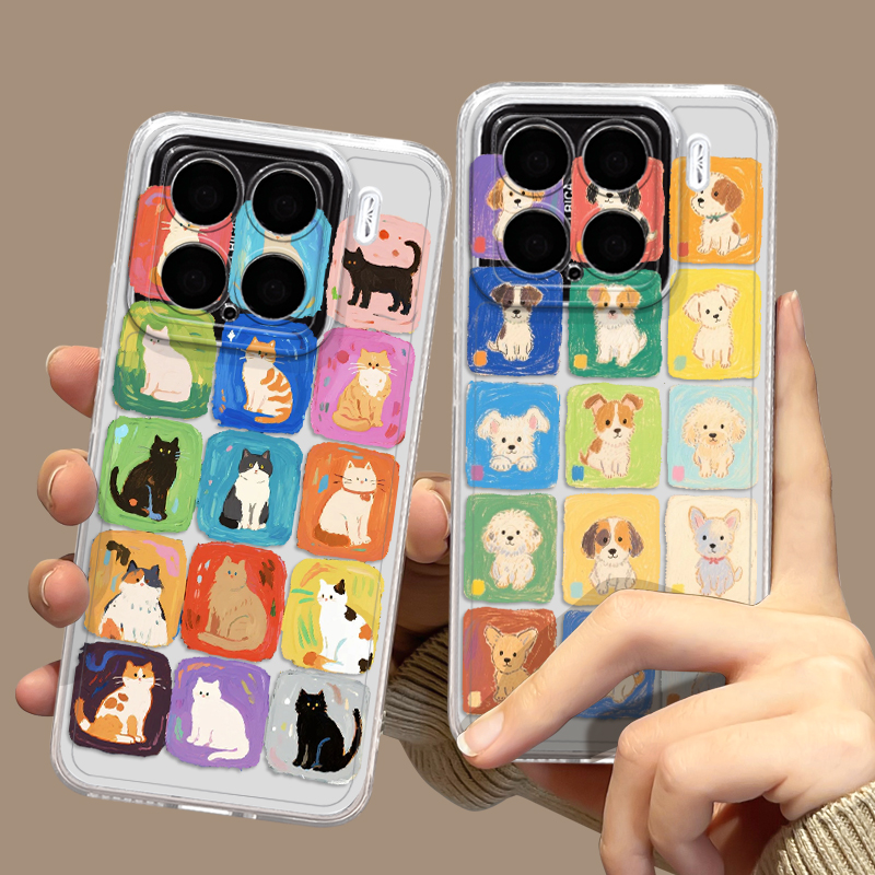 涂鸦油画猫咪小狗手机壳适用小米