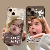 生气搞怪女孩适用苹果15手机壳16 iphone14promax情侣13翻眼小胖妞12mini可爱11新款 x小众8plus趣味17透明xs