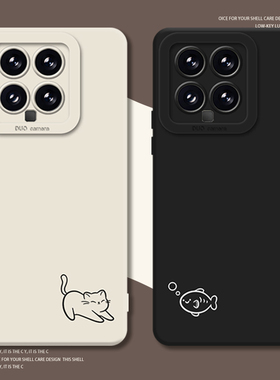 猫咪小鱼手机壳适用小米14情侣17/15/13ultra红米k70/90可爱note12pro创意11/k60新款10女k50小众k40s一对k80