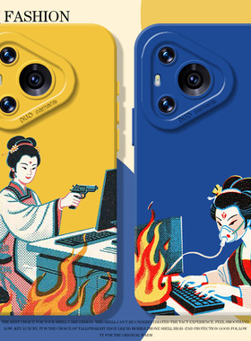 职场持枪仕女适用华为pura80手机壳mate70pro打工人nova15ultra搞怪p60趣味14上班50恶搞40/30/13/12/11/10/9