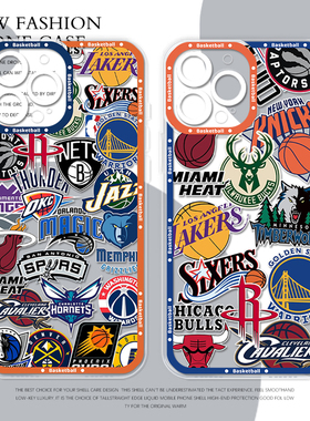 NBA篮球队标适用华为pura80手机壳mate70pro透明nova14新款p60潮牌13球星50高级感40男生12软30套11/15/9/8/7