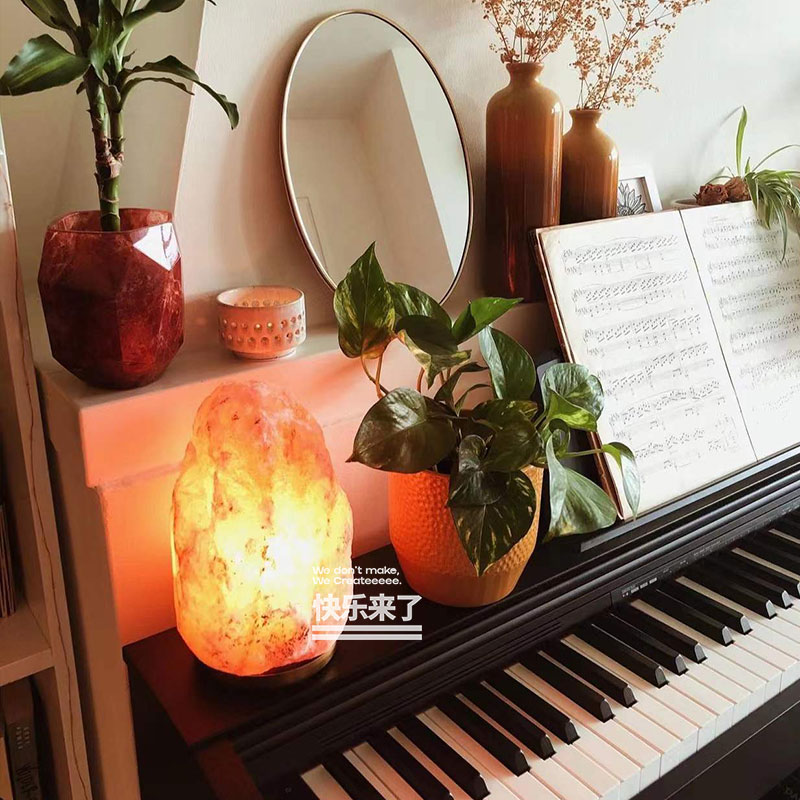 喜马拉雅盐灯烛台夜灯氛围感送礼好物喜马拉雅盐矿净化家居装饰