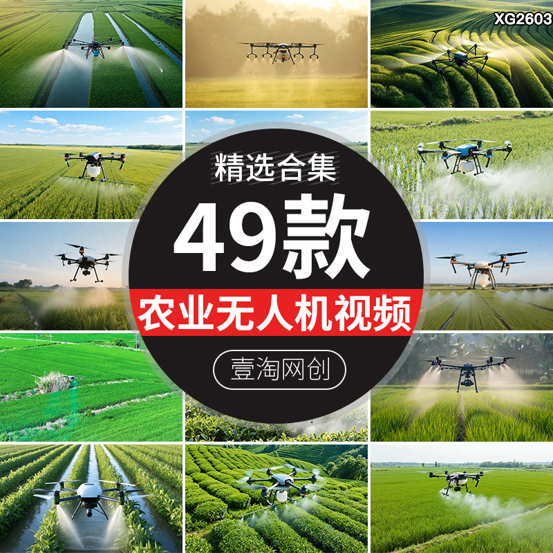 农业农田无人机植保飞行喷农药喷药施肥现代智慧农业高清视频素材
