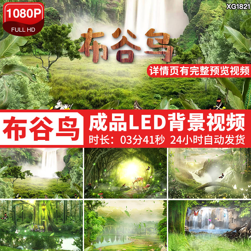 布谷鸟梦幻森林童话树林快乐少儿舞台舞蹈大屏幕LED背景视频素材