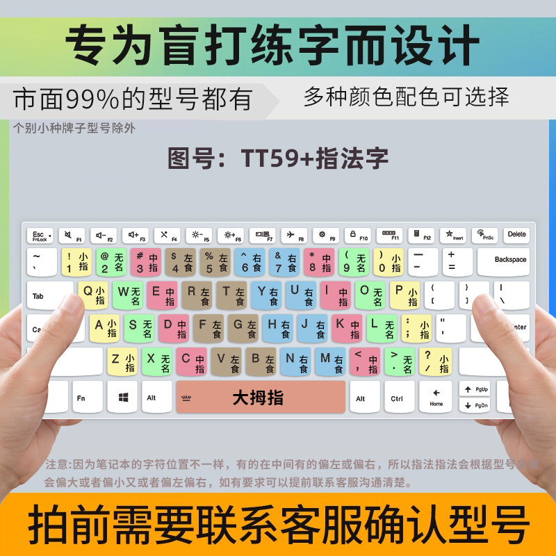 适用于助力打字指法练习电脑字母英文键盘贴纸分区练习台式机笔记本电脑键盘膜覆盖键位新手基础打字编程贴纸