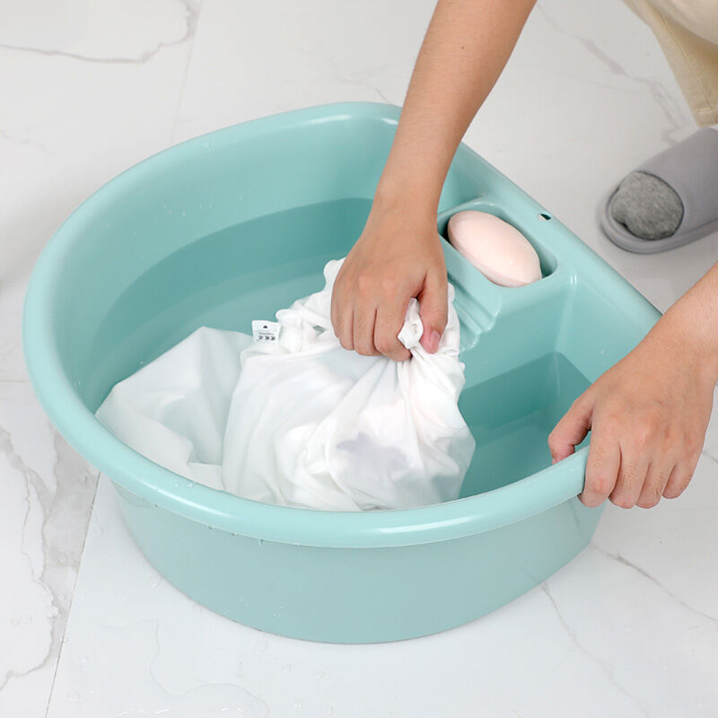 foojo塑料洗衣盆加厚搓衣板洗衣盆一体式搓衣盆家用学生绿色