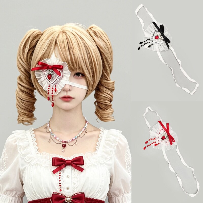 lolita暗黑哥特风眼罩漫展cos道具二次元y2k病娇吸血鬼蜘蛛单眼罩图片
