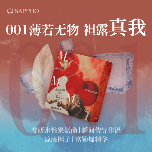 萨福001超薄玻尿酸聚氨酯凉感避孕套