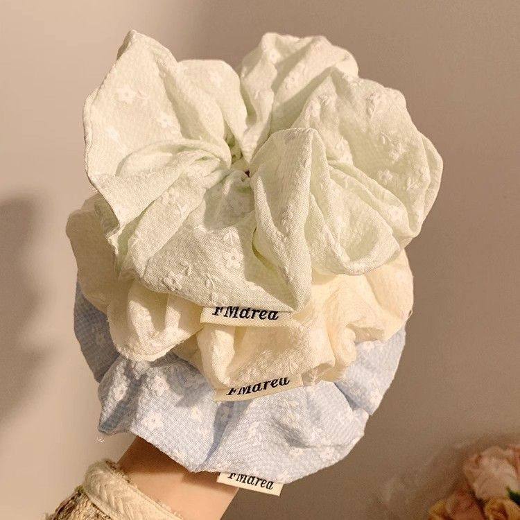 清浅春日~韩系绿色碎花大肠发圈女高级感丸子头扎头发头绳发饰 - 冰淇淋小饰品出品