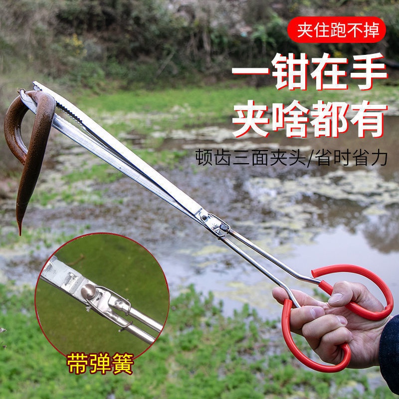 捕泥鳅黄鳝夹鳝鱼夹子不锈钢钳子防滑赶海神器抓螃蟹龙虾专用工具